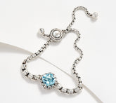 JAI Sterling Silver 3.80ct Blue Topaz Adjustable Bracelet, 6-1/4" to 7-1/4